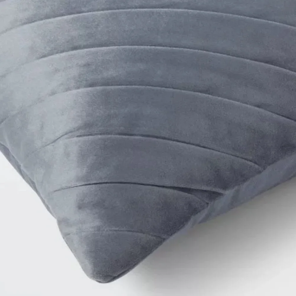 Threshold Luxe Oblong Velvet Pleated‎ Decorative Pillow Slate Blue 14